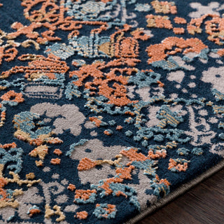 Surya Topkapi TPK-2300 Ink Burnt Orange Navy Aqua Taupe Cream Khaki Camel Area Rug Texture Image