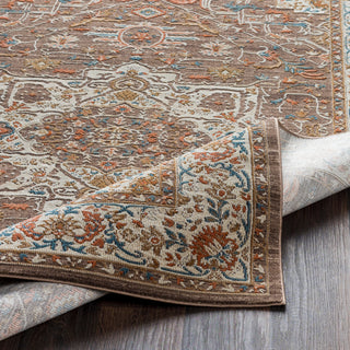 Surya Topkapi TPK-2301 Burnt Orange Navy Aqua Camel Dark Brown Cream Khaki Area Rug Pile Image