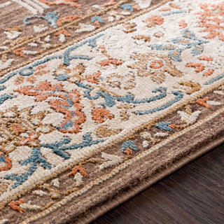 Surya Topkapi TPK-2301 Burnt Orange Navy Aqua Camel Dark Brown Cream Khaki Area Rug Texture Image