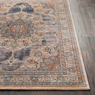 Surya Topkapi TPK-2309 Taupe Black Khaki Camel Aqua Burnt Orange Ink Area Rug Detail Image