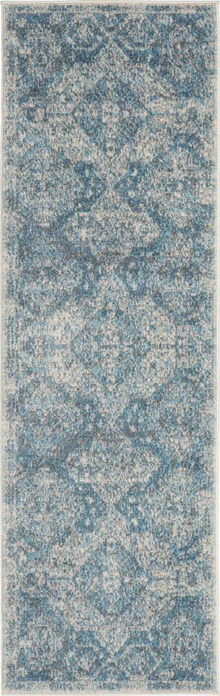 Nourison Tranquil TRA13 LtBlue/Ivory Area Rug 2'3'' X 7'3'' Runner