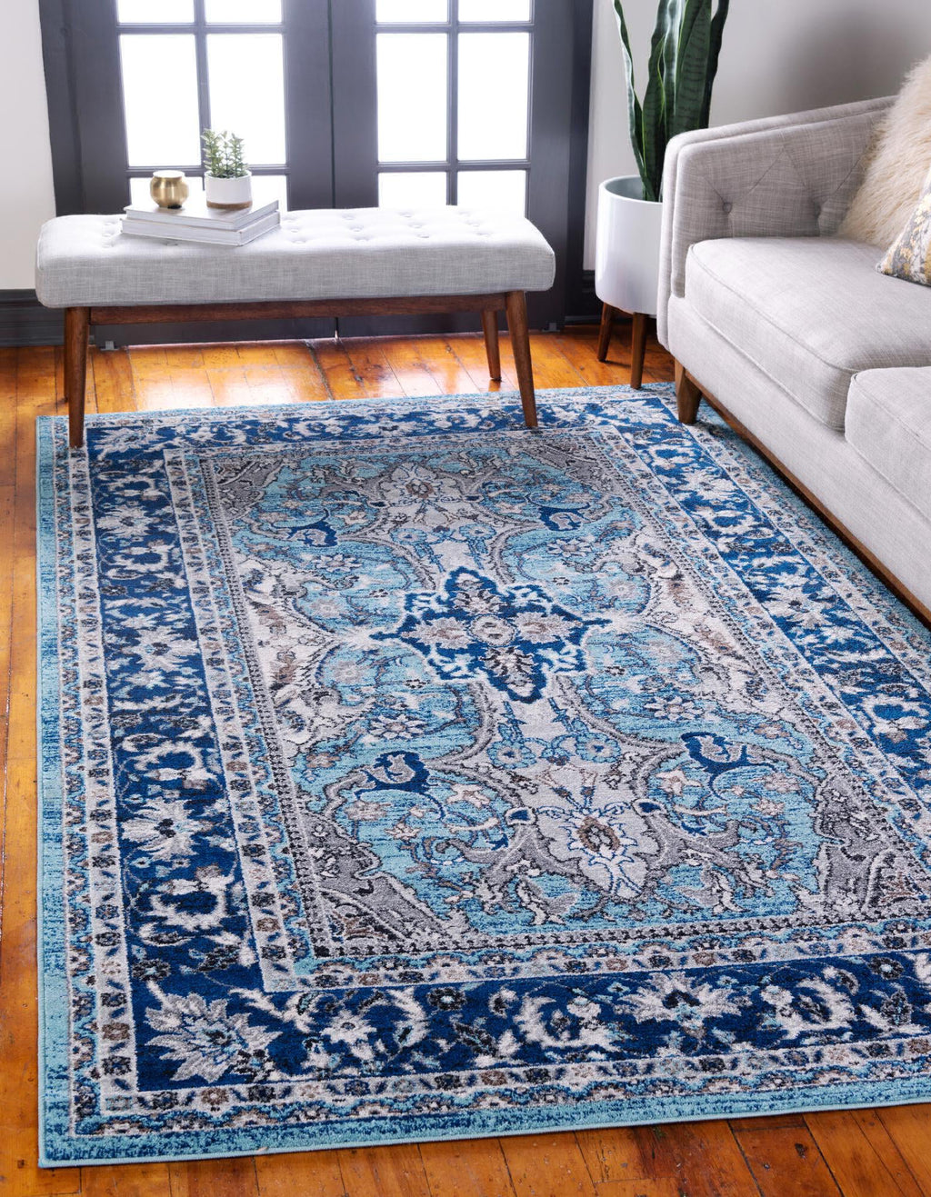 Unique Loom Tradition T-HERITAGE-5206 Blue Area Rug Rectangle Lifestyle Image Feature