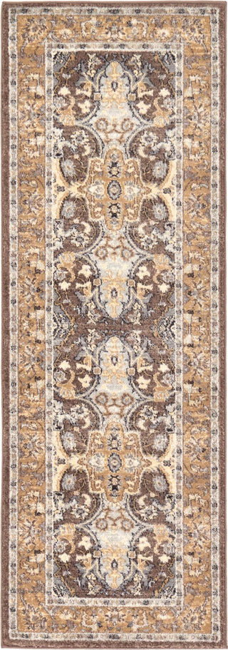 Unique Loom Tradition T-HERITAGE-5206 Brown Area Rug Runner Top-down Image