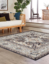 Unique Loom Tradition T-HERITAGE-5206 Charcoal Area Rug Square Lifestyle Image