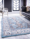 Unique Loom Tradition T-HERITAGE-5206 Light Blue Area Rug Rectangle Lifestyle Image Feature