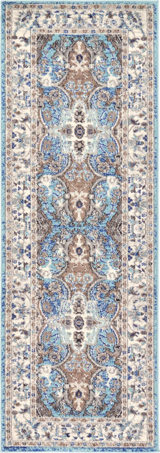 Unique Loom Tradition T-HERITAGE-5206 Light Blue Area Rug Runner Top-down Image