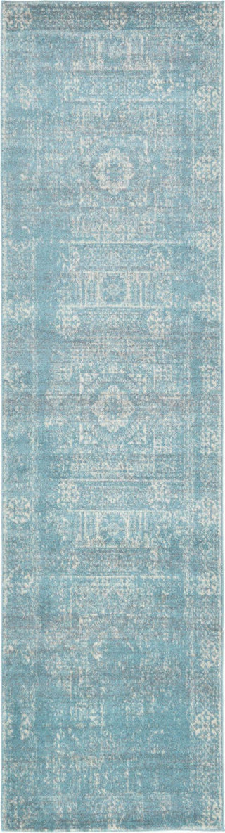 Unique Loom Tradition T-HERITAGE-5216B Light Blue Area Rug Runner Top-down Image