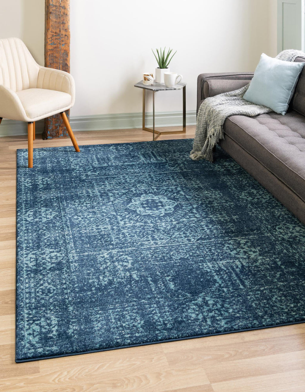 Unique Loom Tradition T-HERITAGE-5216B Navy Blue Area Rug Rectangle Lifestyle Image Feature