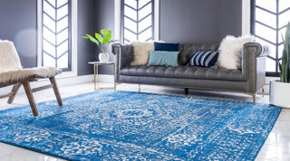 Unique Loom Tradition T-HERITAGE-5216B Royal Blue Area Rug Square Lifestyle Image