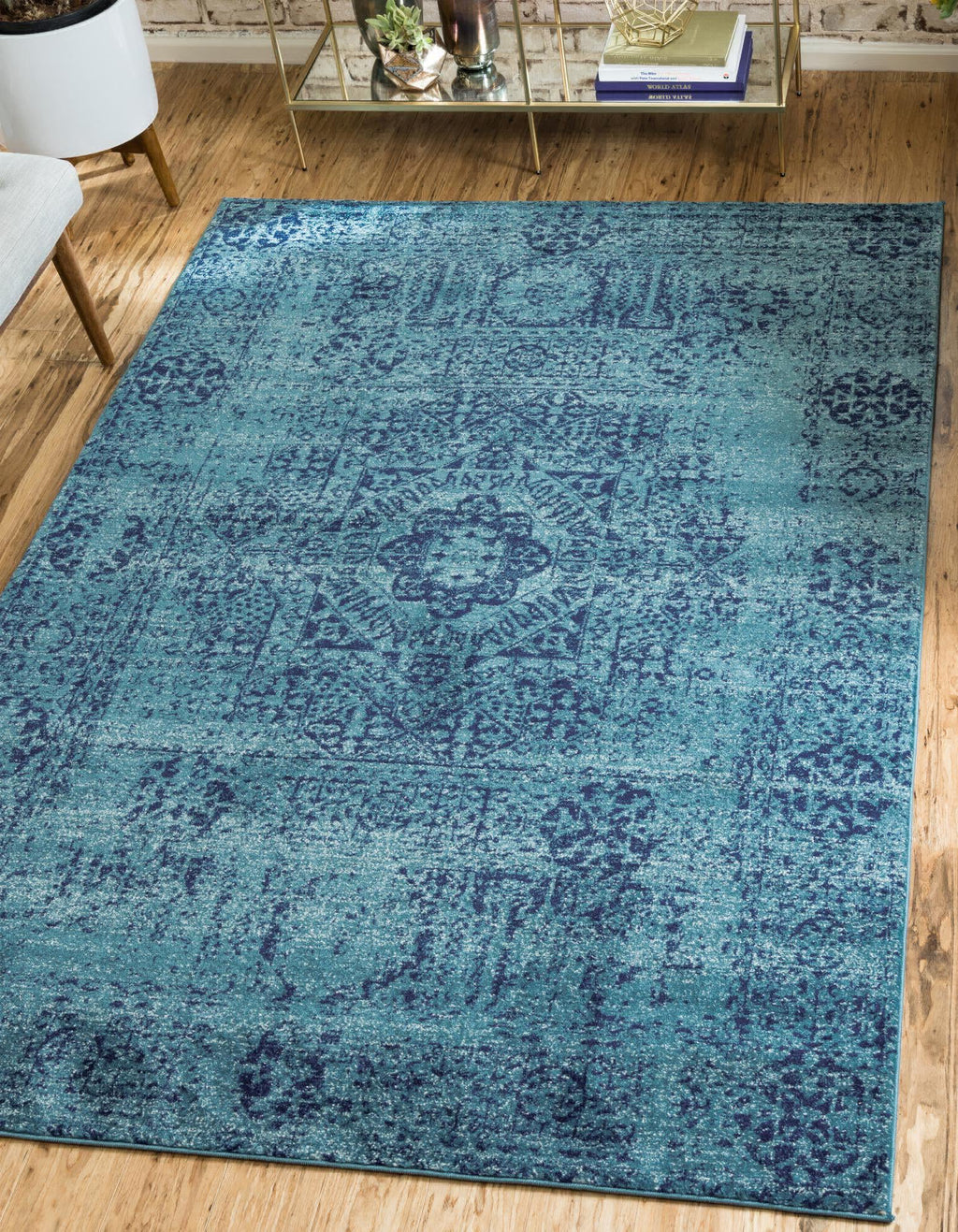 Unique Loom Tradition T-HERITAGE-5216B Turquoise Area Rug Rectangle Lifestyle Image Feature