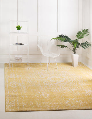 Unique Loom Tradition T-HERITAGE-5216B Yellow Area Rug Square Lifestyle Image