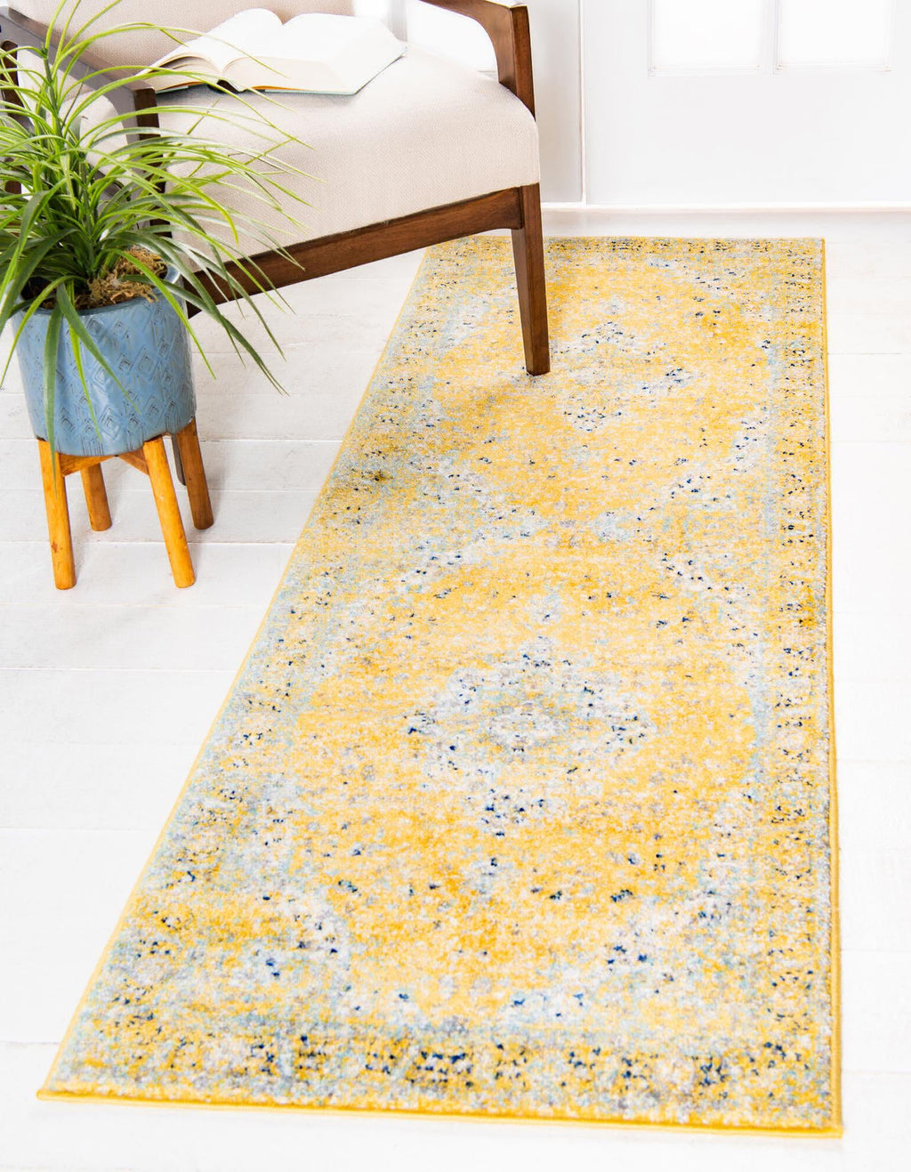 Unique Loom Tradition T-HERITAGE-5258A Yellow Area Rug Runner Lifestyle Image Feature