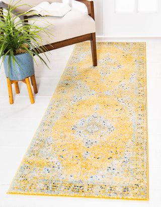 Unique Loom Tradition T-HERITAGE-5258A Yellow Area Rug Runner Lifestyle Image Feature