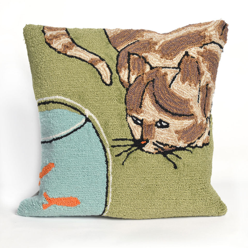 Trans Ocean Frontporch Curious Cat Green 1'6'' Square
