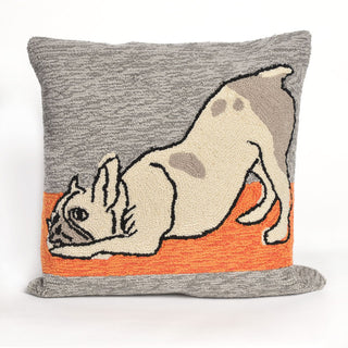 Trans Ocean Frontporch Yoga Dogs Grey 1'6'' Square