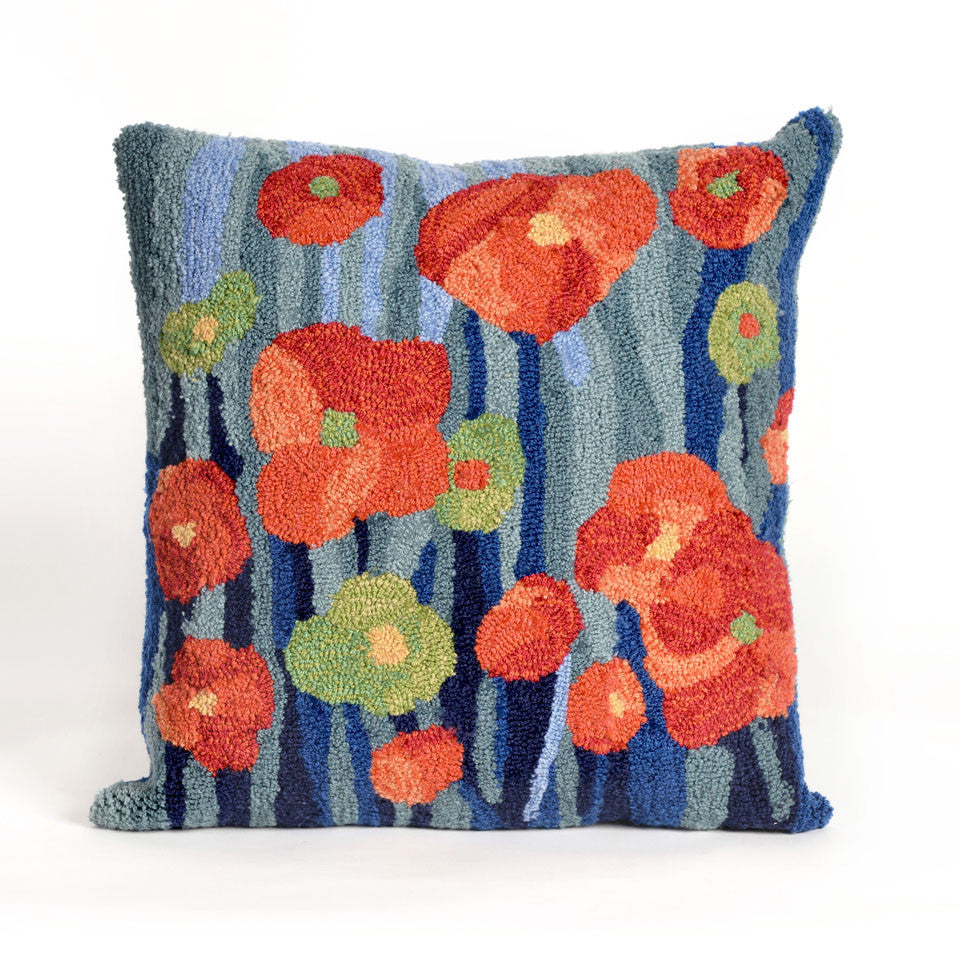 Trans Ocean Frontporch Poppies Blue 1'6'' Square