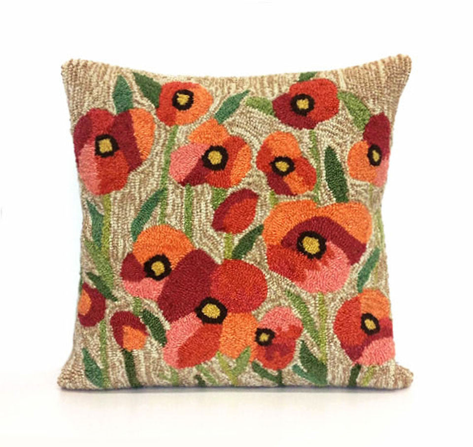 Trans Ocean Frontporch Poppies Natural 1'6'' Square