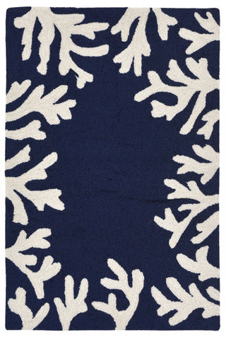 Trans Ocean Capri Coral Border Navy Area Rug by Liora Manne 2' 0'' X 3' 0''