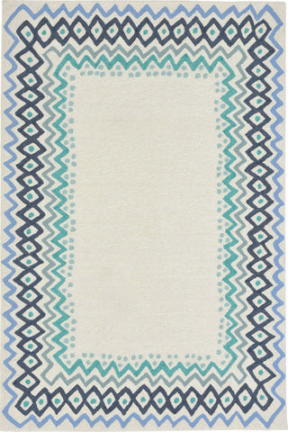 Trans Ocean Capri Ethnic Border Blue Area Rug Mirror by Liora Manne main image