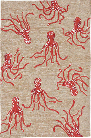 Trans Ocean Capri Octopus Orange Area Rug Mirror by Liora Manne main image