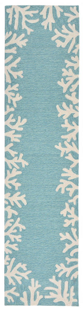 Trans Ocean Capri Coral Border Aqua Area Rug by Liora Manne 2'0'' X 8'0'' Runner