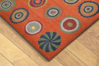 Trans Ocean Inca Pop Circles Orange Area Rug by Liora Manne Corner Shot Feature