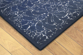 Trans Ocean Seville Modern Damask Denim Area Rug by Liora Manne Corner Shot Feature
