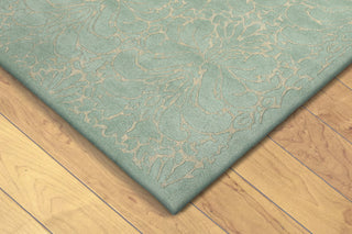 Trans Ocean Seville Modern Damask Aqua Area Rug by Liora Manne Corner Shot Feature