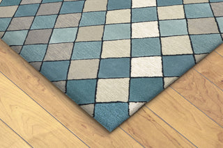 Trans Ocean Seville Diamond Blue Area Rug by Liora Manne Corner Shot Feature
