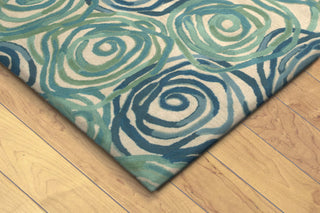 Trans Ocean Tivoli Rambling Rose Blue Area Rug by Liora Manne Corner Shot Feature