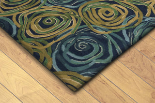 Trans Ocean Tivoli Rambling Rose Navy Area Rug by Liora Manne Corner Shot Feature