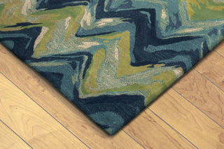 Trans Ocean Tivoli Chevron Blue Area Rug by Liora Manne Corner Shot Feature