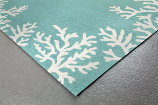 Trans Ocean Capri Coral Border Aqua Area Rug by Liora Manne Corner Shot