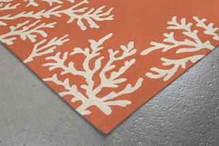 Trans Ocean Capri Coral Border Orange Area Rug by Liora Manne Corner Shot Feature
