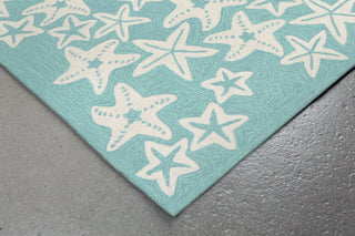Trans Ocean Capri Starfish Blue Area Rug by Liora Manne Corner Shot Feature