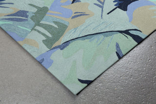 Trans Ocean Capri Palm Leaf Blue Area Rug Corner Shot