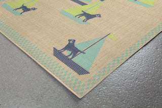 Trans Ocean Playa Sailing Dogs Blue Area Rug Corner Shot