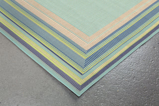 Trans Ocean Playa Multi Border Blue Area Rug Corner Shot