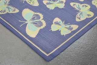 Trans Ocean Playa Butterfly Blue Area Rug Corner Shot