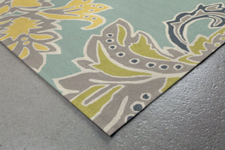 Trans Ocean Ravella Ornamental Leaf Border Blue Area Rug by Liora Manne Corner Shot Feature
