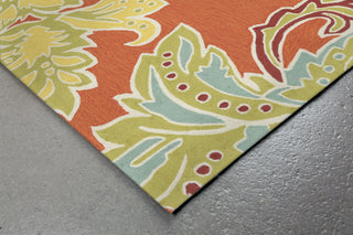 Trans Ocean Ravella Ornametal Leaf Bdr Orange Area Rug Corner Shot