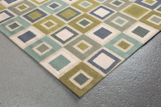 Trans Ocean Spello Big Squares Blue Area Rug by Liora Manne Corner Shot Feature