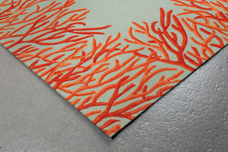 Trans Ocean Spello Coral Border Blue Area Rug by Liora Manne Corner Shot Feature