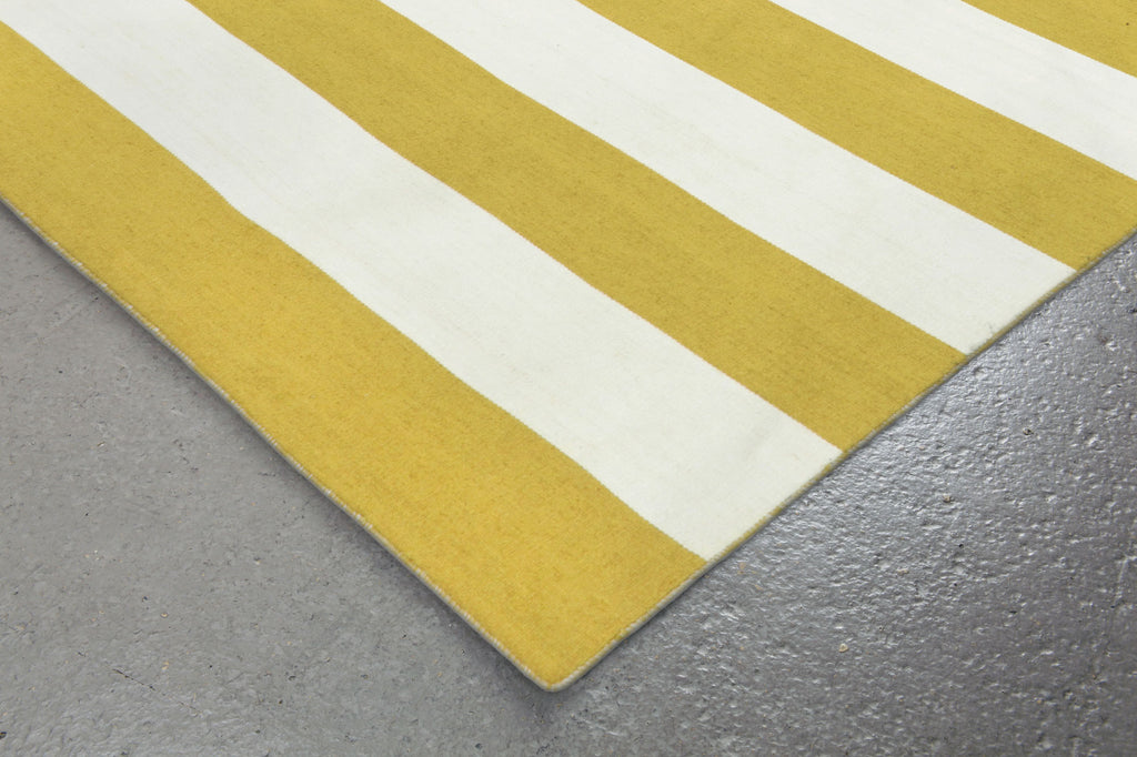 Trans Ocean Sorrento Rugby Stripe Yellow Area Rug by Liora Manne Corner Shot Feature