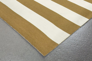 Trans Ocean Sorrento Rugby Stripe Khaki Area Rug by Liora Manne Corner Shot Feature