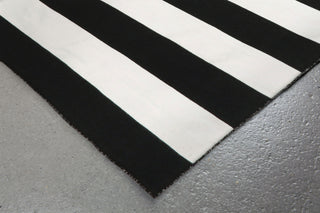 Trans Ocean Sorrento Rugby Stripe Black Area Rug Corner Shot