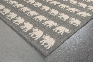 Trans Ocean Terrace Elephants Silver Area Rug by Liora Manne Corner Shot Feature