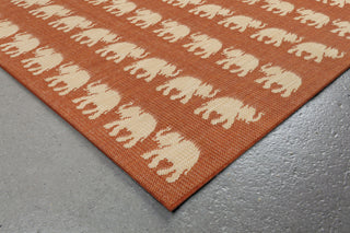 Trans Ocean Terrace Elephants Rust Area Rug by Liora Manne Corner Shot Feature