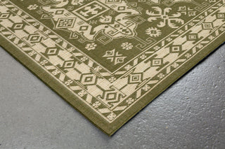 Trans Ocean Terrace Kilim Green Area Rug by Liora Manne Corner Shot Feature