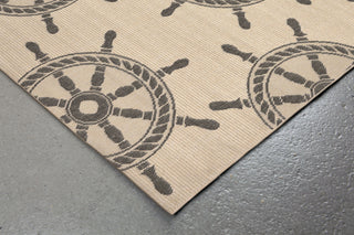 Trans Ocean Terrace Shipwheel Natural Area Rug by Liora Manne Corner Shot Feature